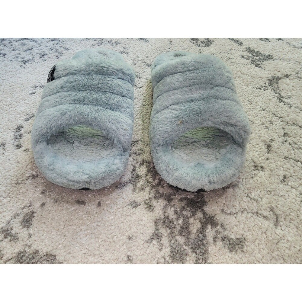 UGG Fluff You Slides Men's Size 9 Blue Sheepskin Slippers 1117473 - Picture 2 of 6
